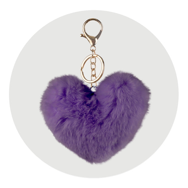 pom pom heart key chain violet