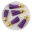 keychain tassel gold ring purple