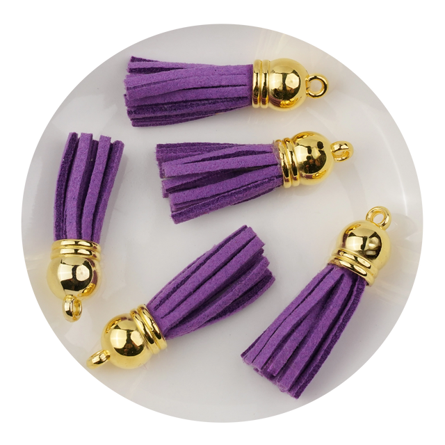 keychain tassel gold ring purple