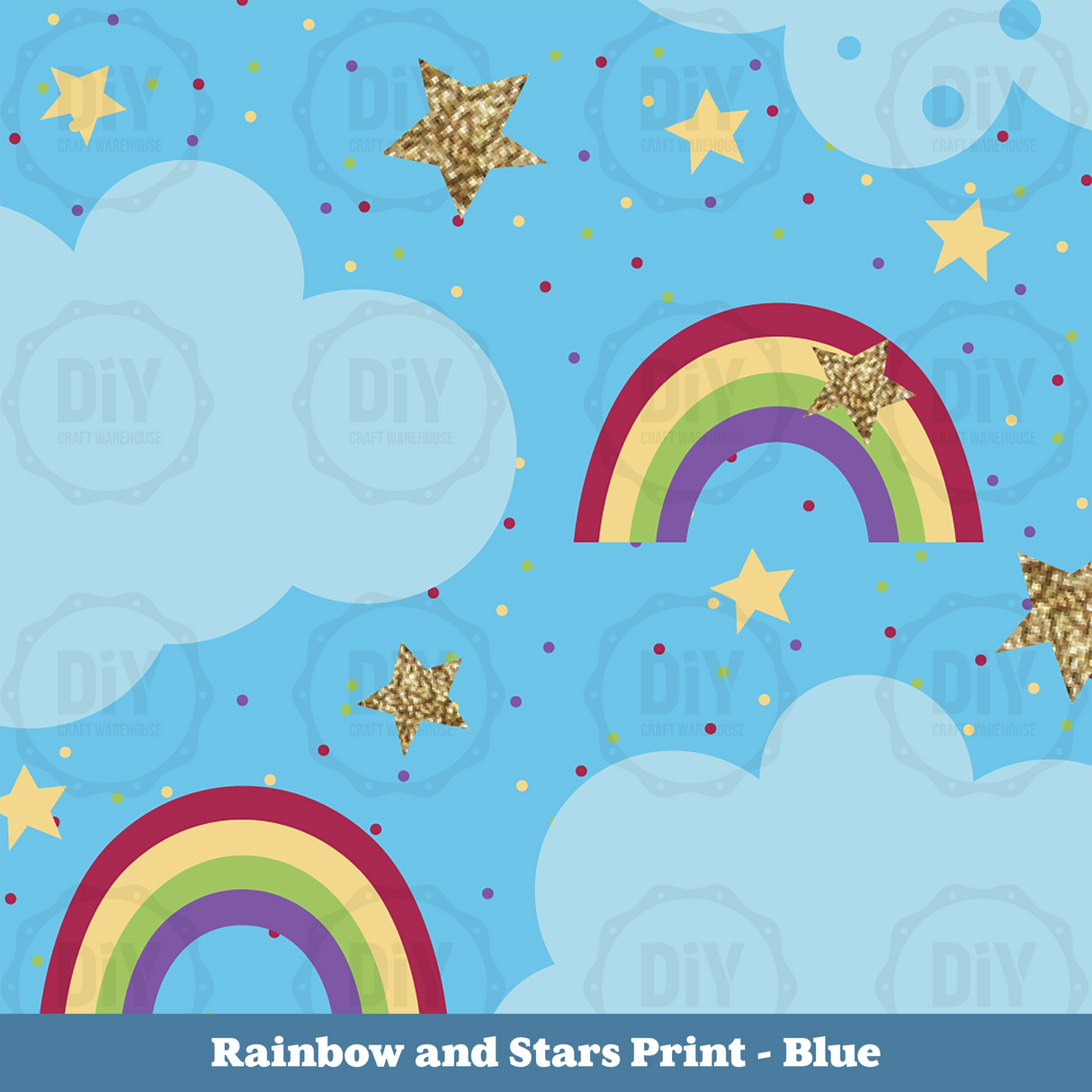 Rainbows & Stars Sublimation Transfer - Blue