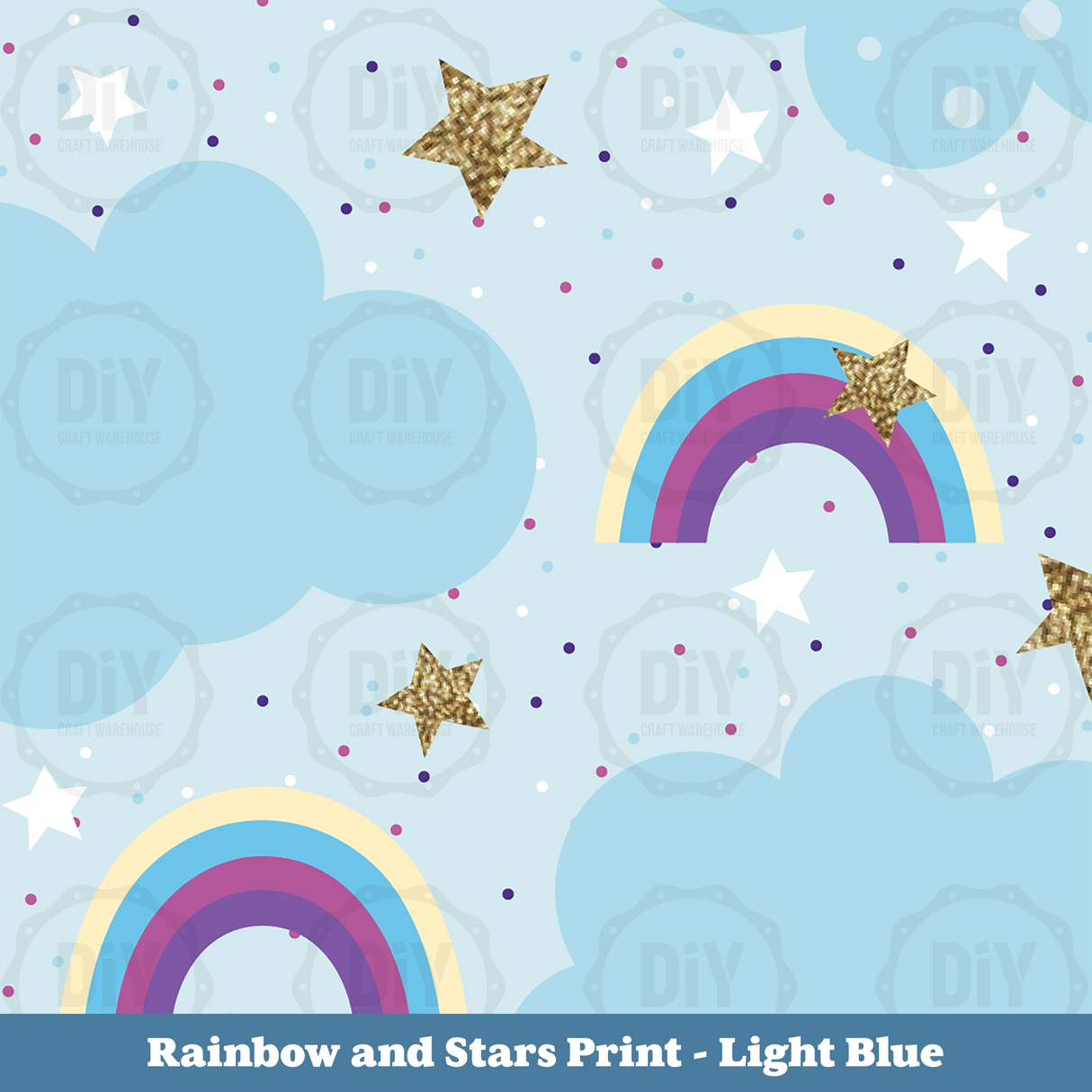 Rainbows & Stars Sublimation Transfer - Light Blue