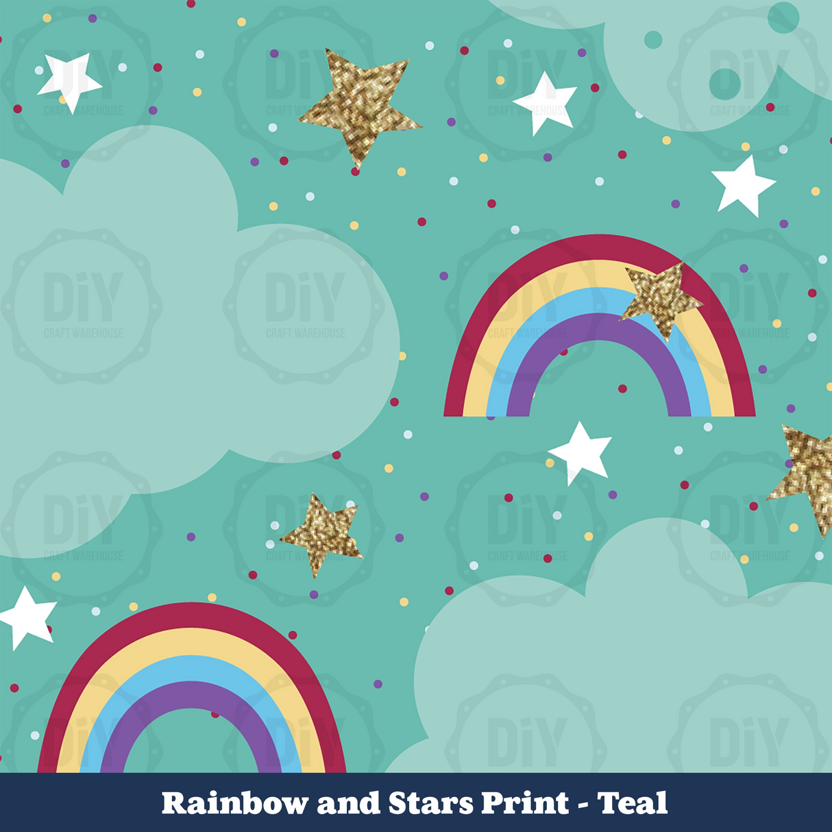 Rainbows & Stars Sublimation Transfer - Teal
