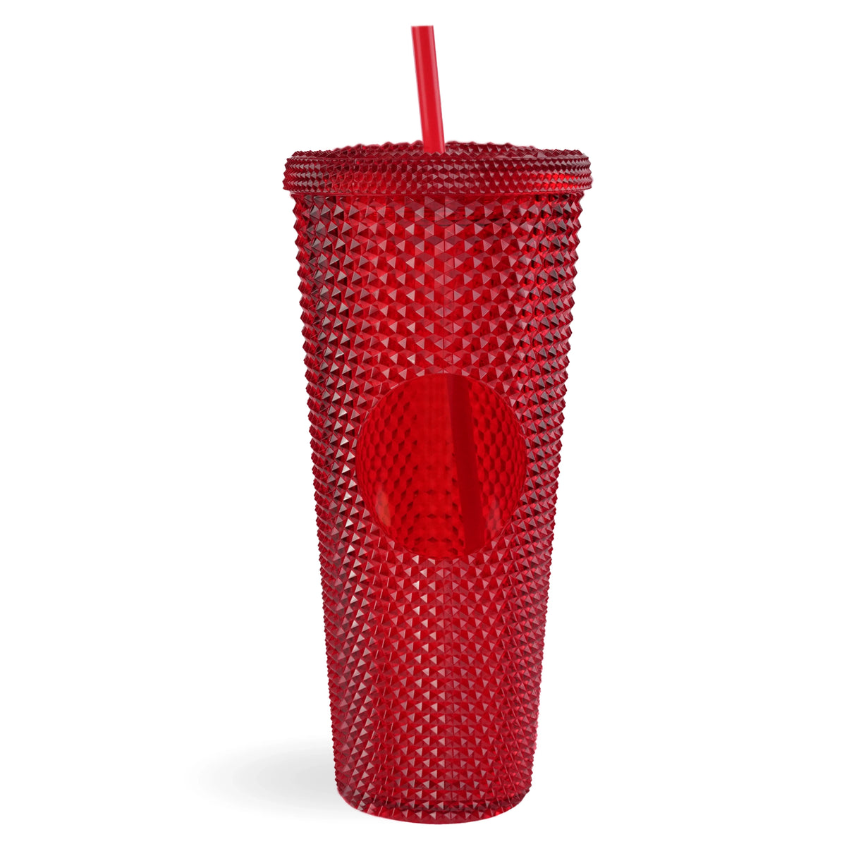 Cold Cup Tall Double Wall Studded - Clear Red