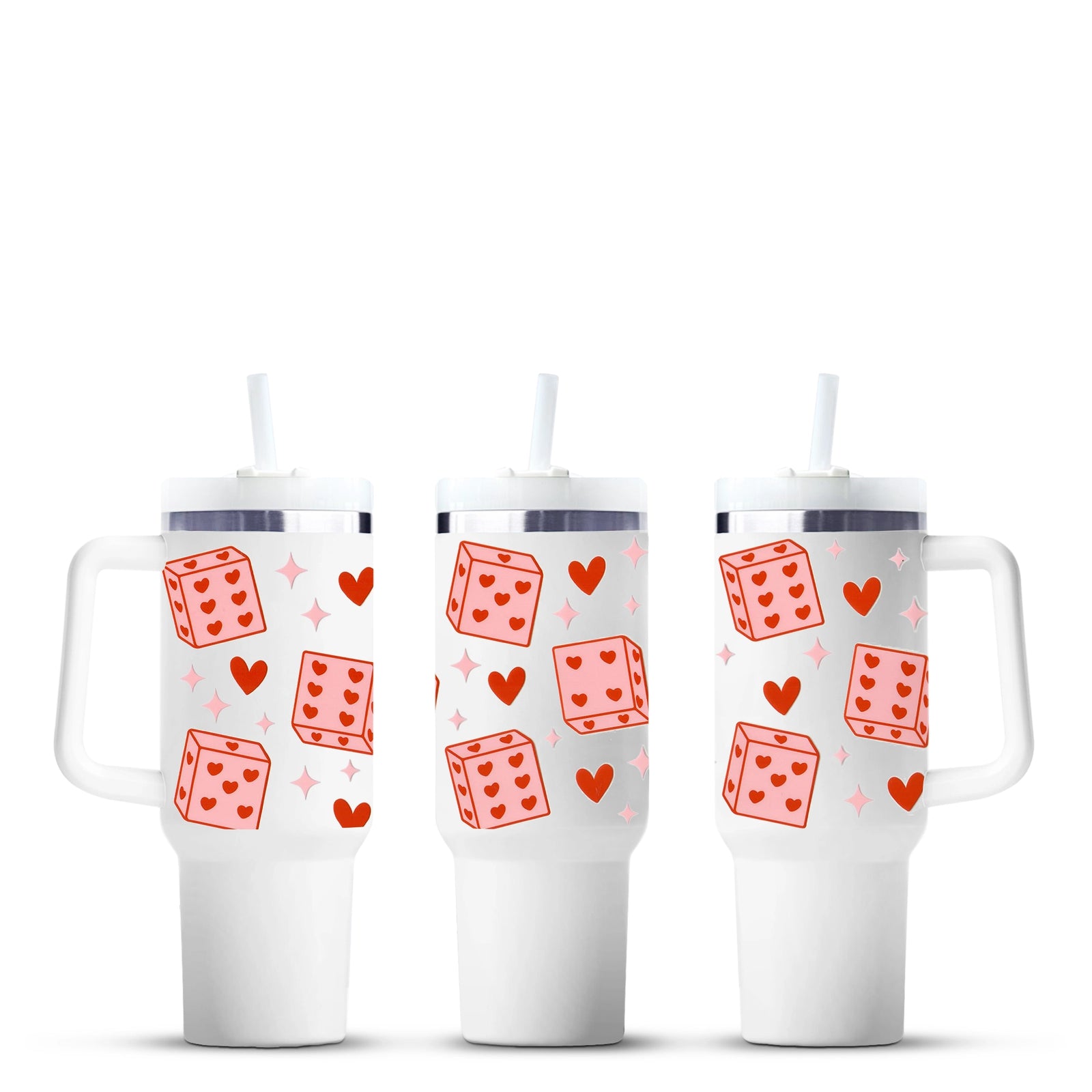 Master Maker Crafts white tumblers with red dice, hearts, wholesale craft supplies, Ohio