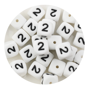 letter number square silicone string bead white black 25 bag