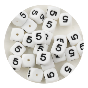 letter number square silicone string bead white black 25 bag