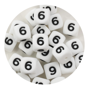 letter number square silicone string bead white black 25 bag