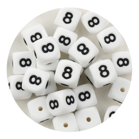 letter number square silicone string bead white black 25 bag