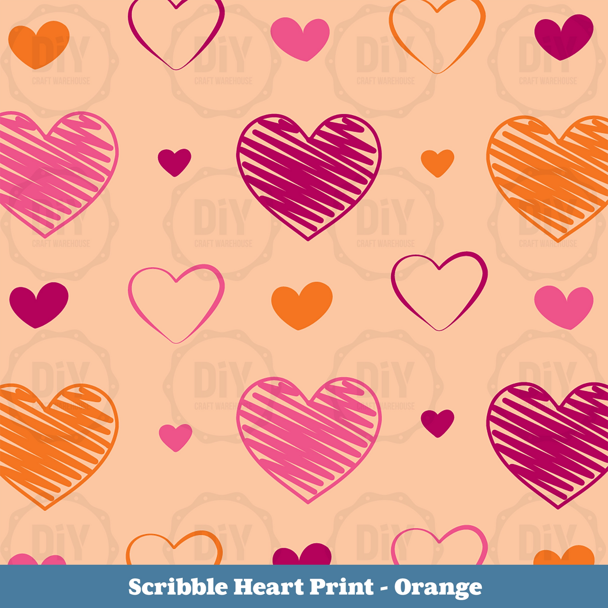 Scribble Heart Sublimation Transfer - Orange