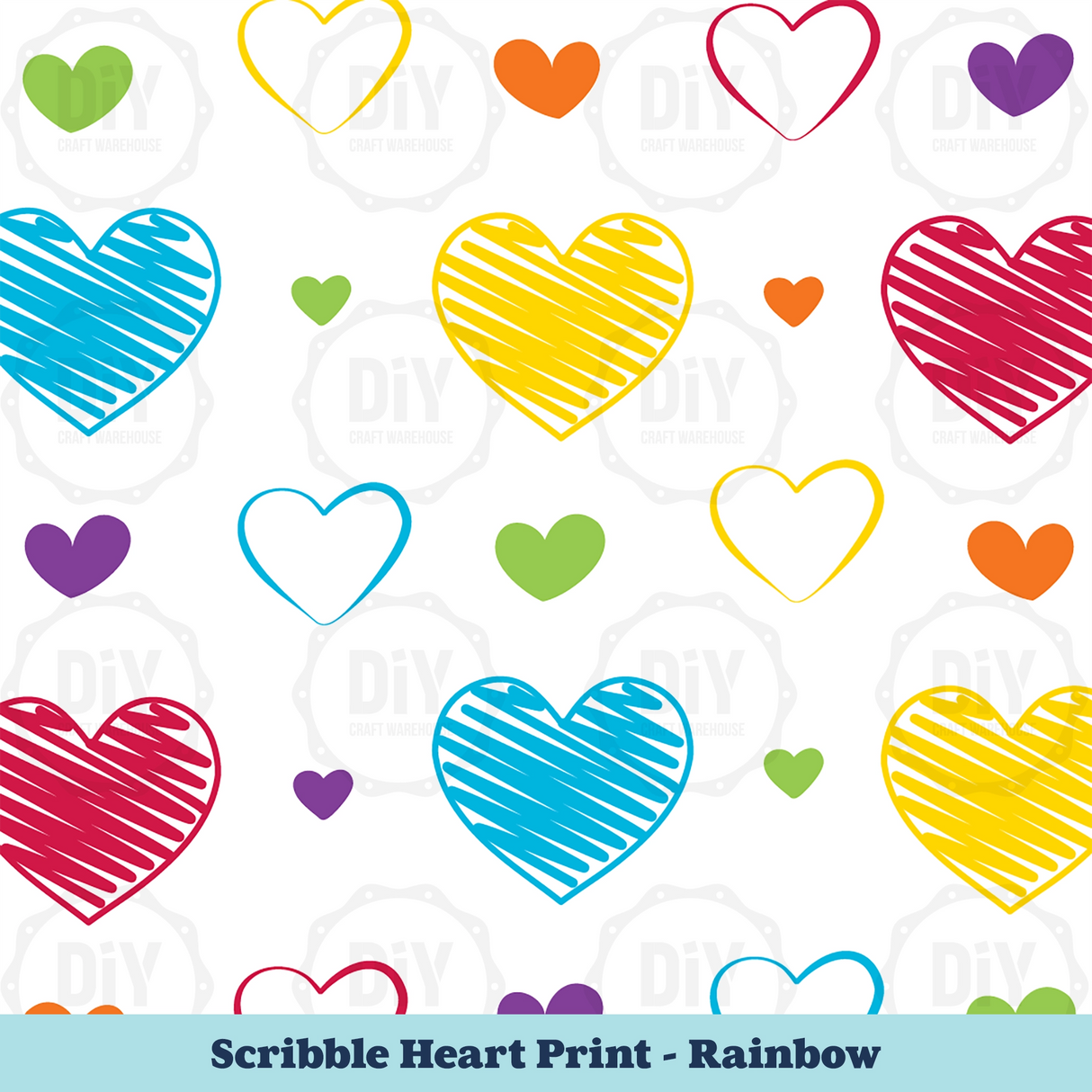 Scribble Heart Sublimation Transfer - Rainbow
