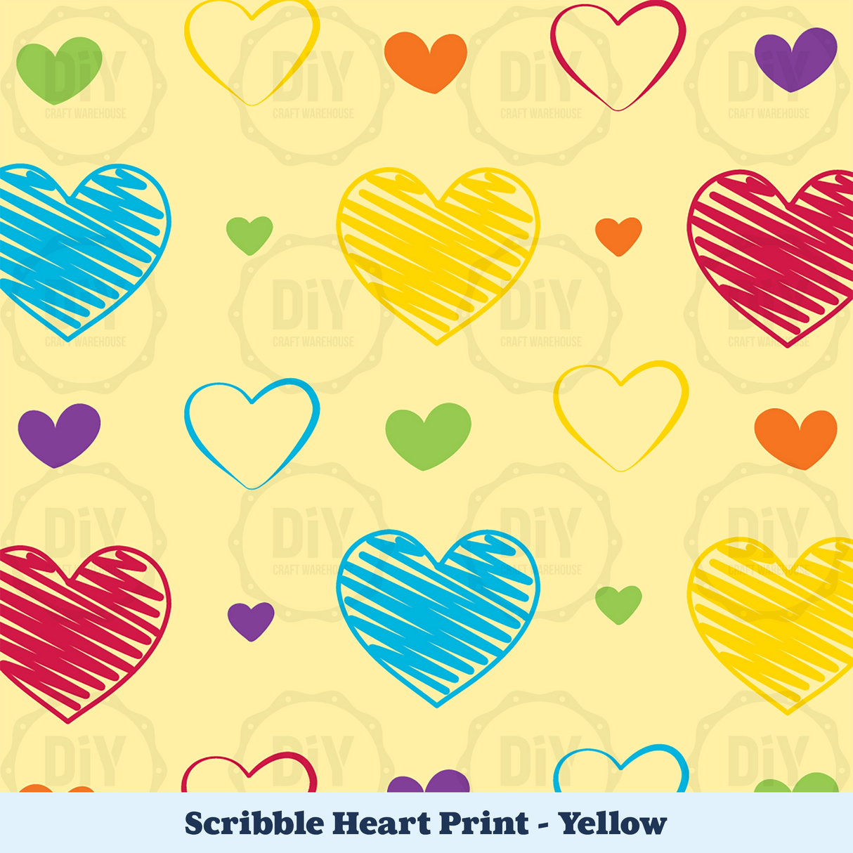 Scribble Heart Sublimation Transfer - Yellow