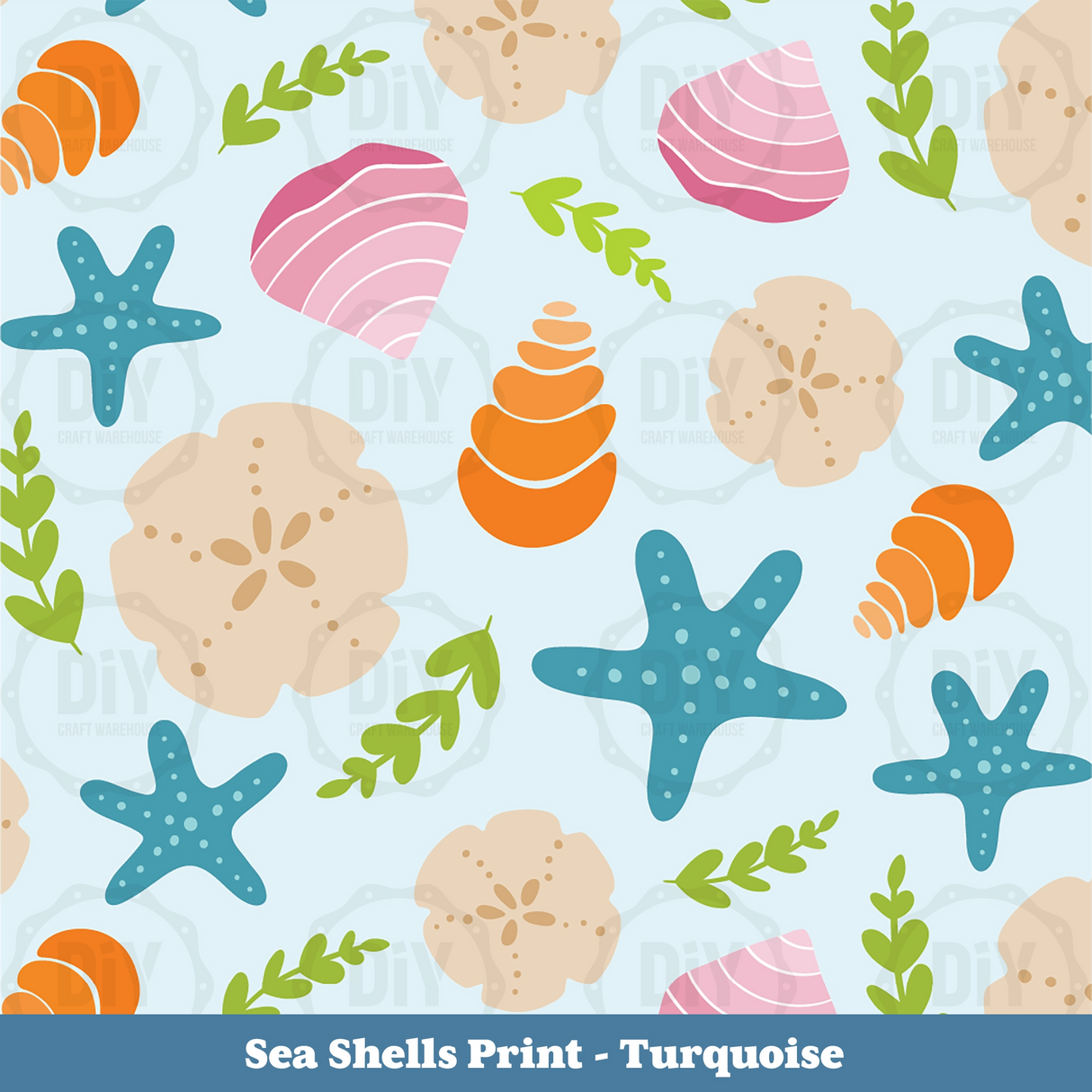 Sea Shells Sublimation Transfer - Turquoise