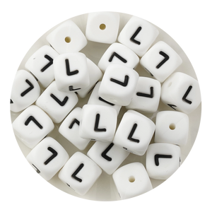 letter number square silicone string bead white black 25 bag