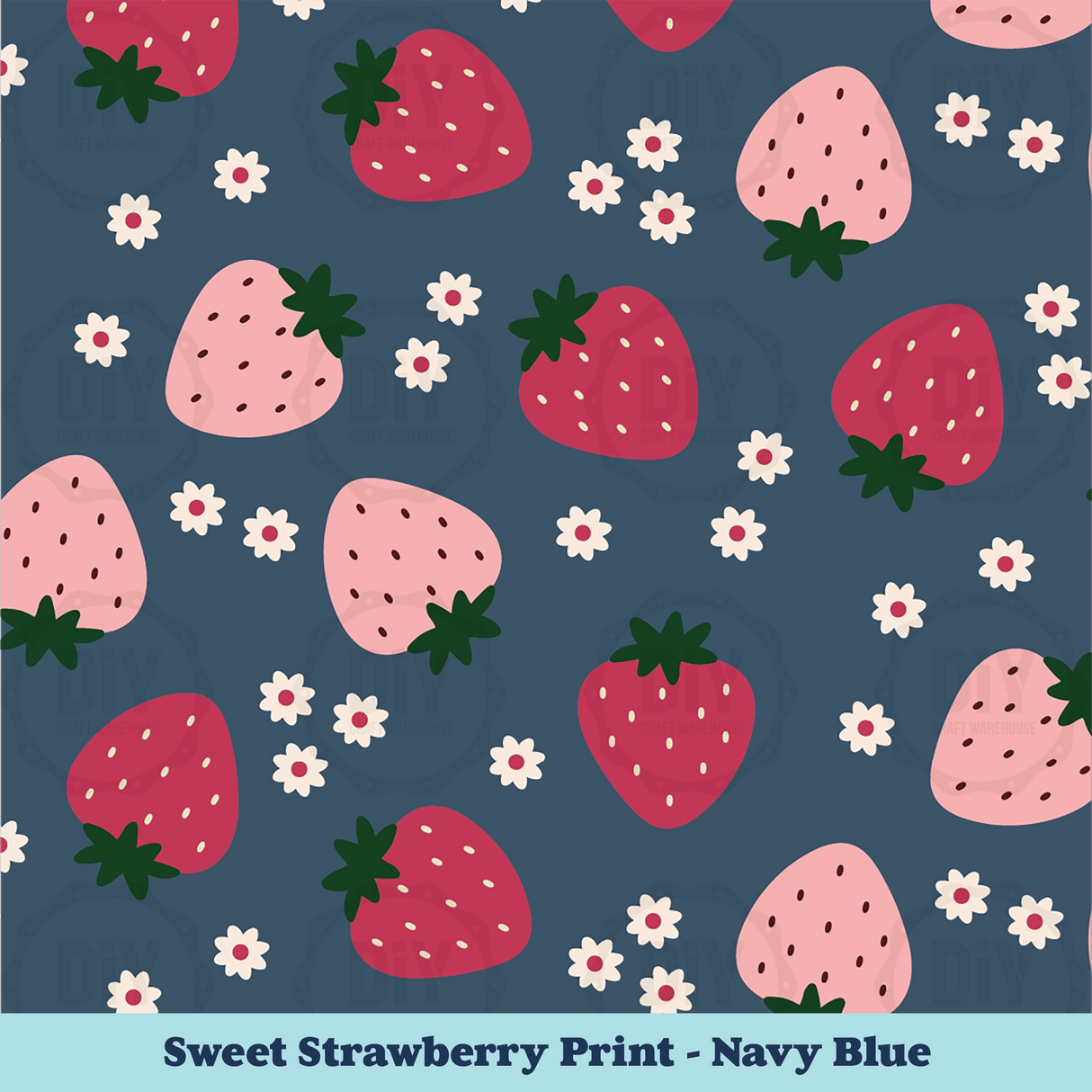 Sweet Strawberry Sublimation Transfer - Navy Blue