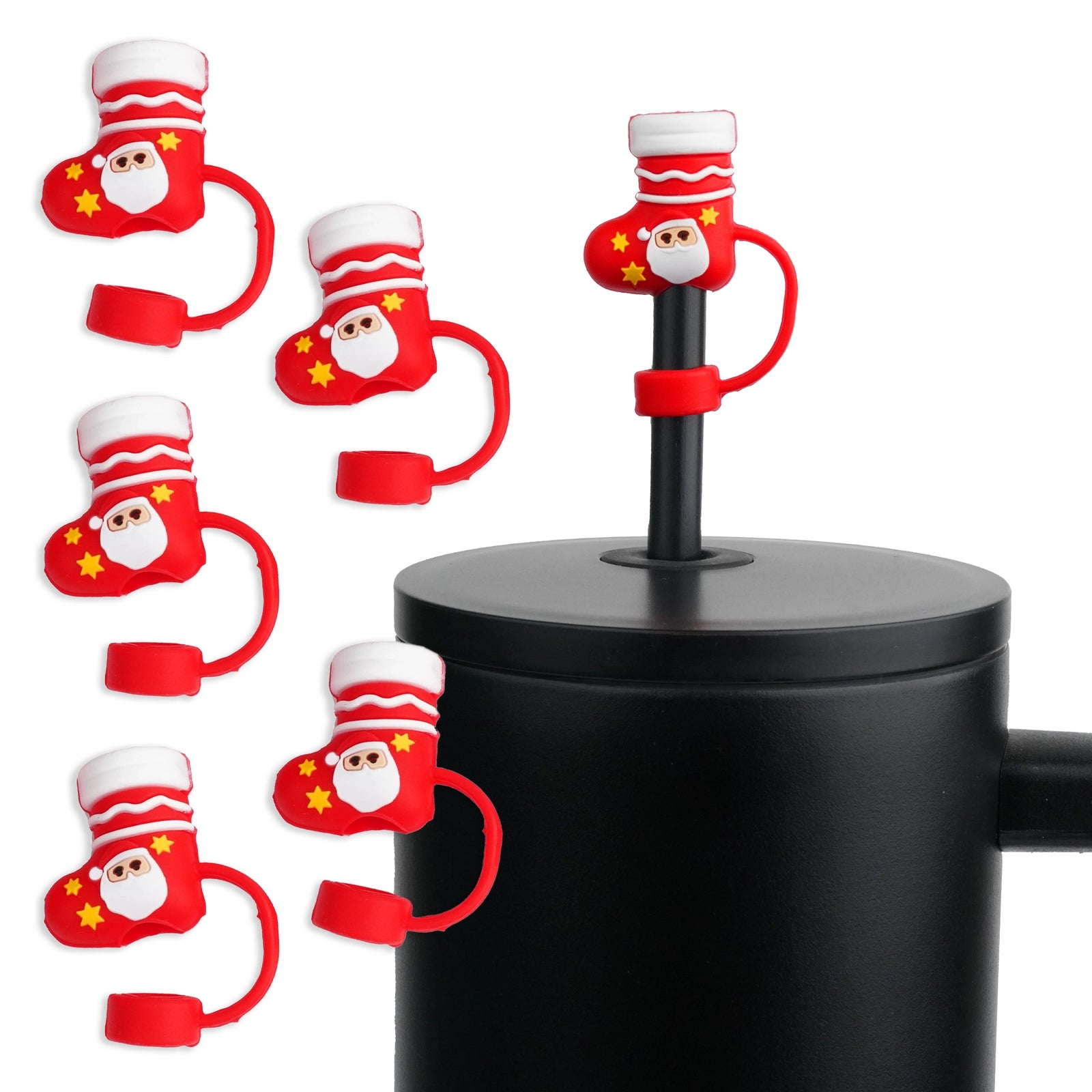 Master Maker Crafts -  Silicone Straw Topper - Santa Stocking (5 Toppers) | Master Maker Crafts - Wholesale Craft Supplies - Fast Shipping from Ohio