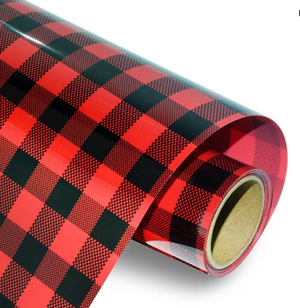 heat transfer vinyl plaid htv black red