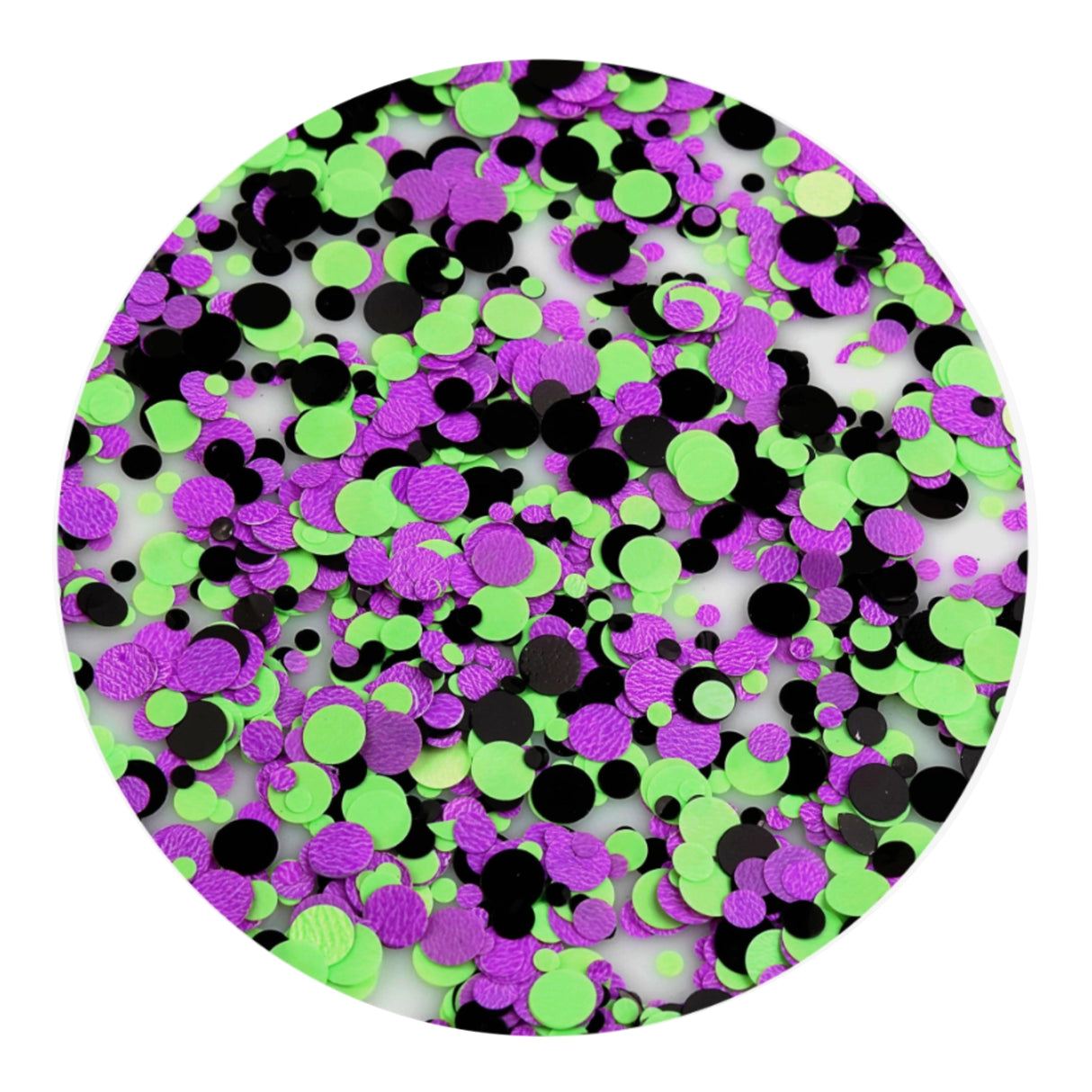 shaped glitter classic dots green purple black