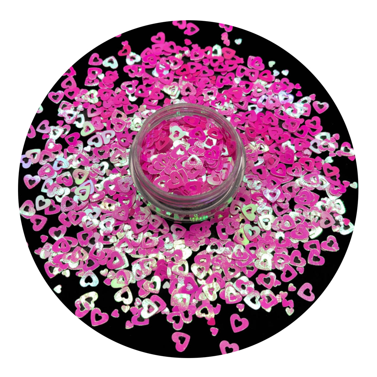 Shaped Glitter Valentine - Heart Fancy Hot Pink & White