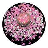 Shaped Glitter Valentine - Heart Fancy Lt Pink & White