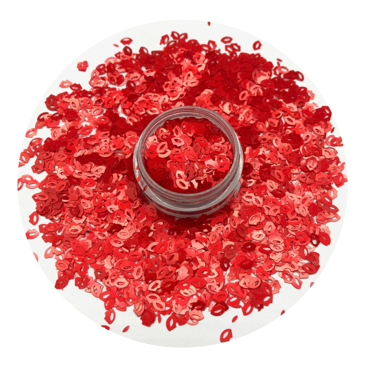 Shaped Glitter Valentine - Lips Fancy Red