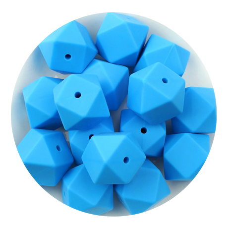 silicone focal bead hexagon blue
