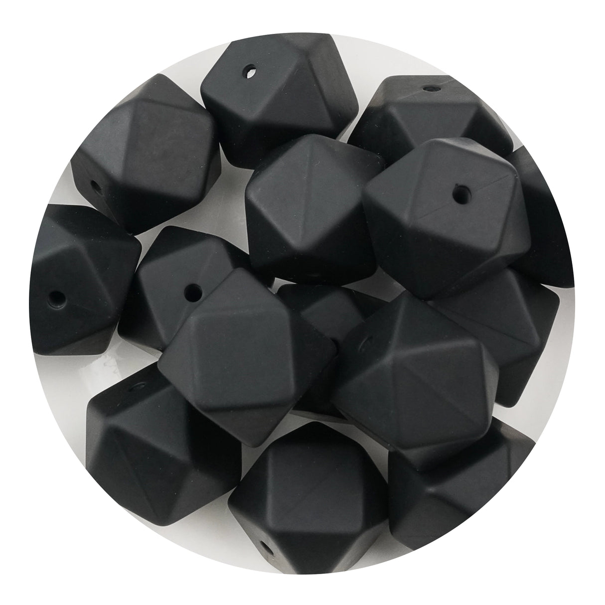 Silicone Bead Hexagon - Black