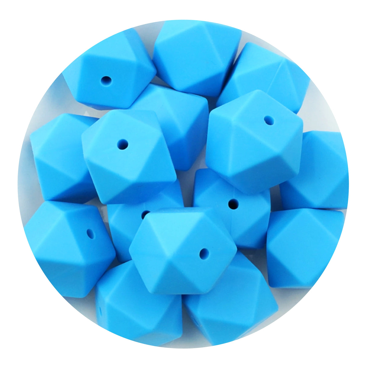 Silicone Bead Hexagon - Blue