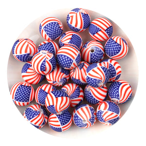 Silicone Bead Round - American Flag