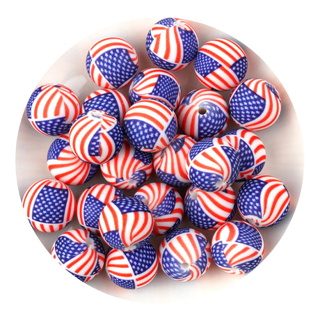 silicone bead round american flag