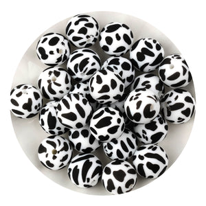 Silicone Bead Round - Cow