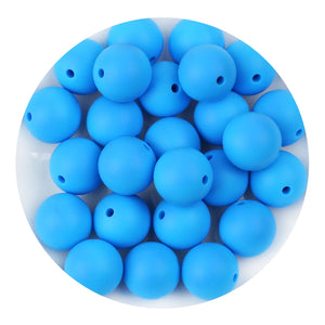 Silicone Bead Round - Deep Sky Blue