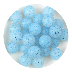 Silicone Bead Round - Glitter Blue