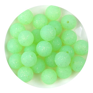 Silicone Bead Round - Glitter Green