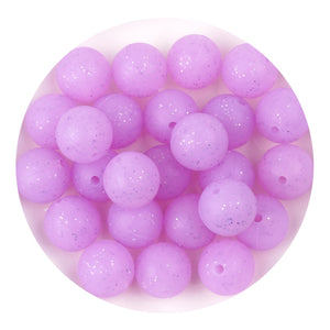 Silicone Bead Round - Glitter Purple