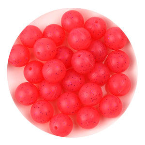 Silicone Bead Round - Glitter Red