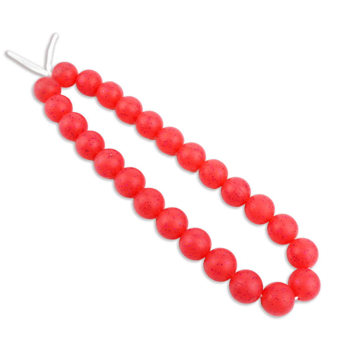 Silicone Bead Round - Glitter Red