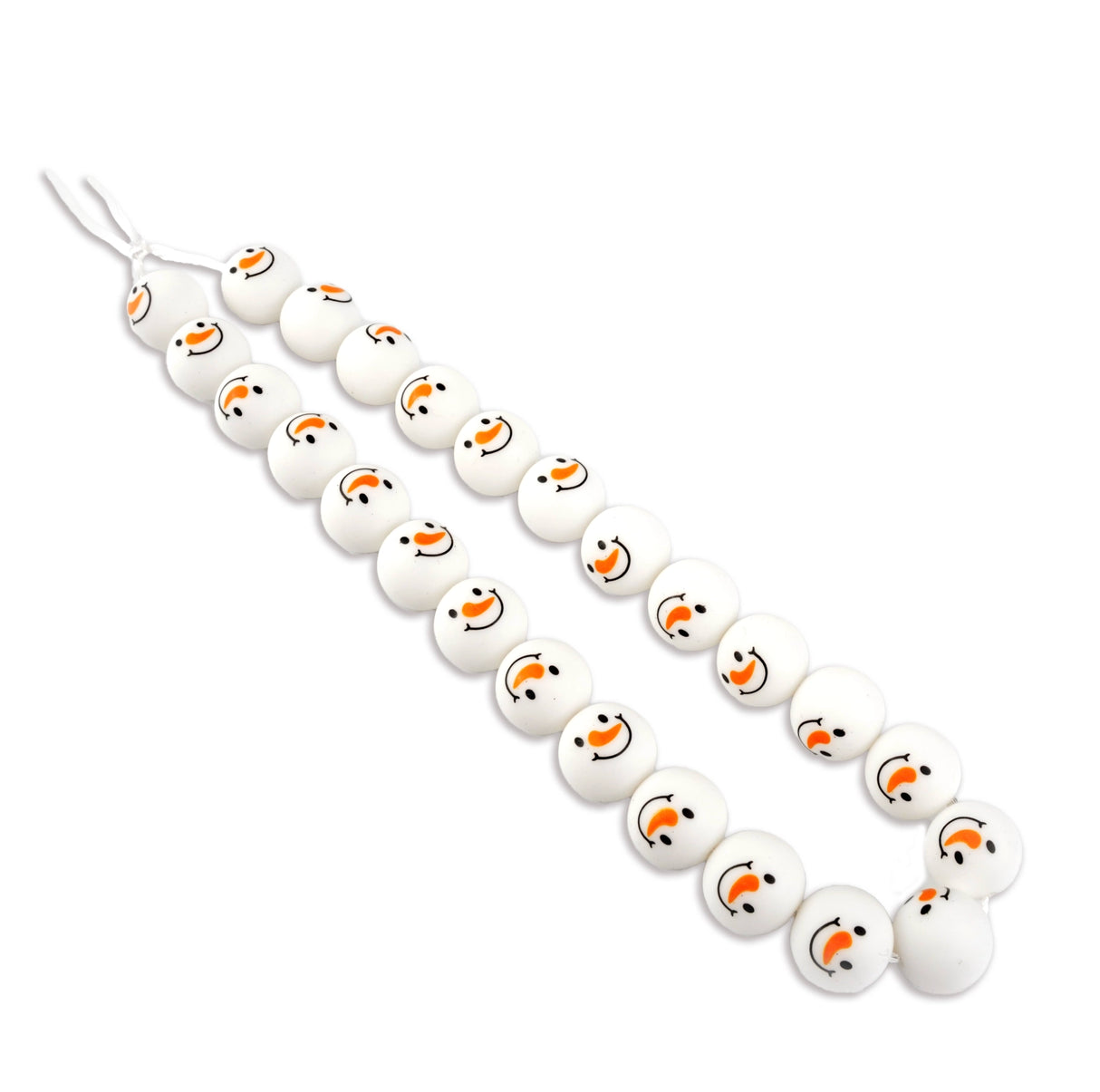 Silicone Bead Round - Happy Snowman