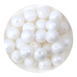 Silicone Bead Round - Metallic White