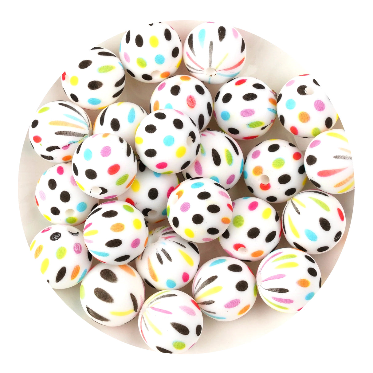 silicone bead round polka dots