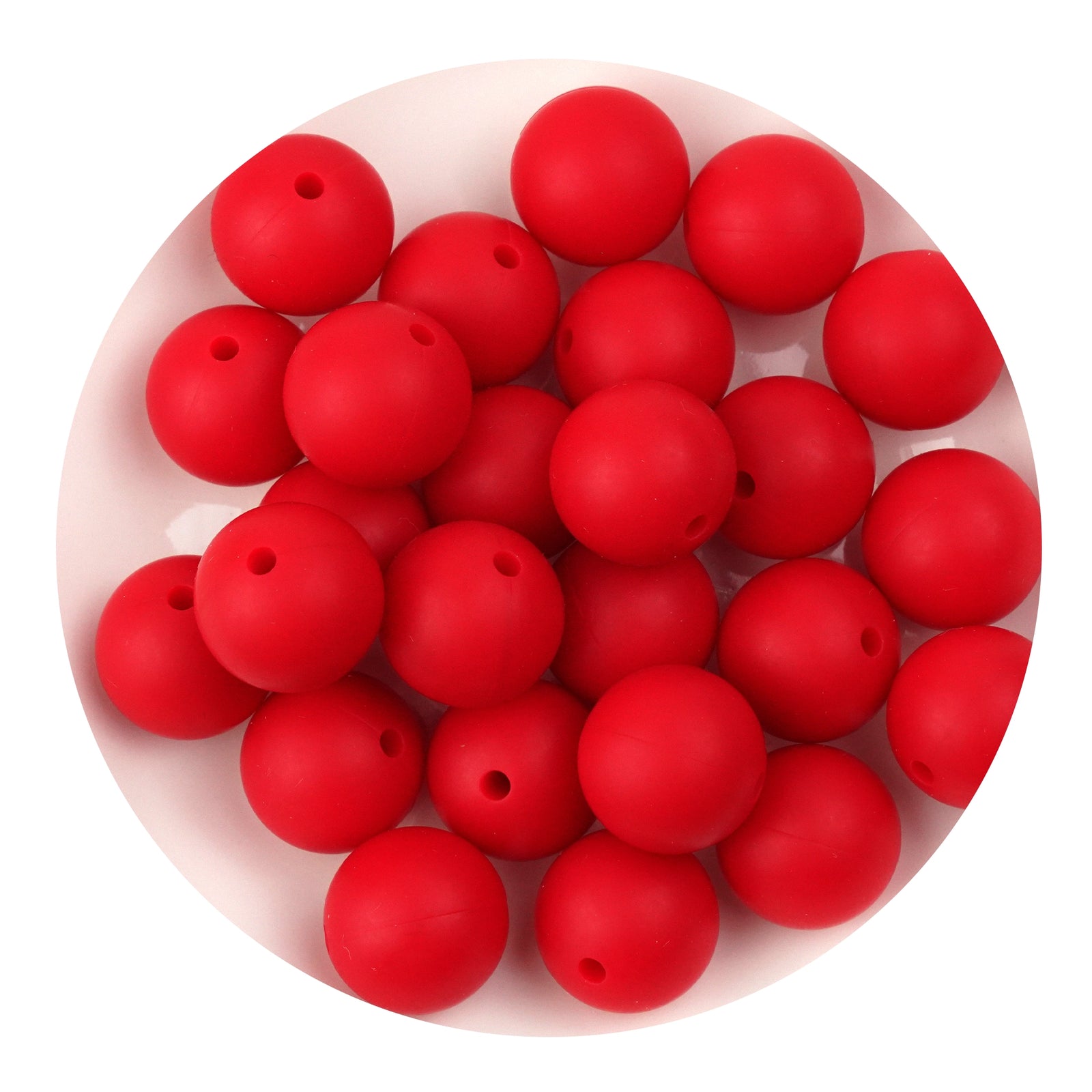 Master Maker Crafts -  Silicone Bead Round - Scarlet Red (5 Beads - 15mm)