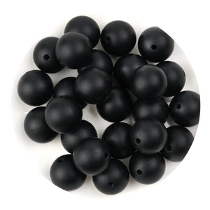 Silicone Bead Round - Smokey Black