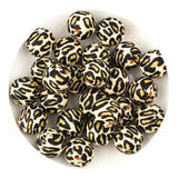 silicone bead round yellow leopard