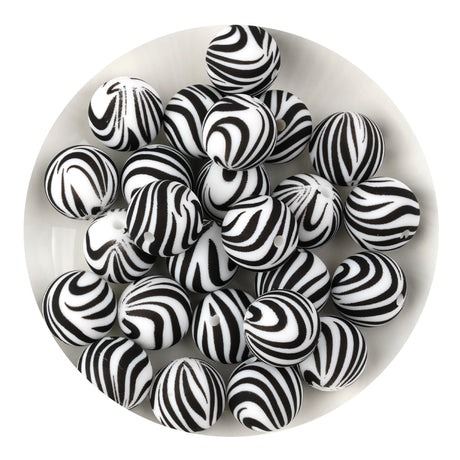 silicone bead round zebra