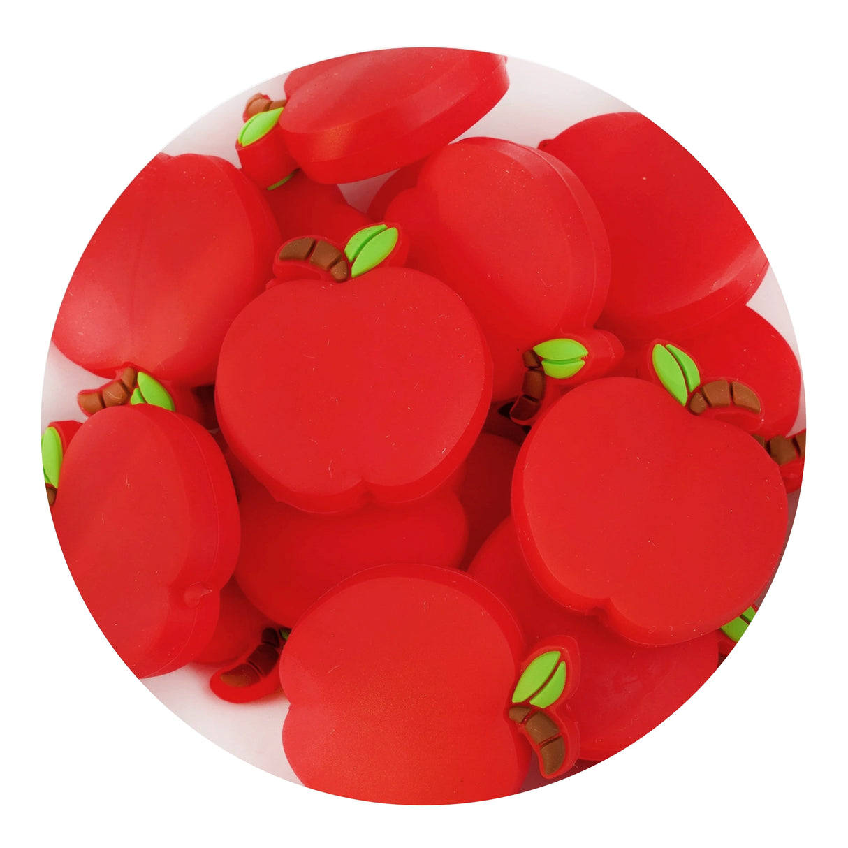 Silicone Focal Bead Apple - Red