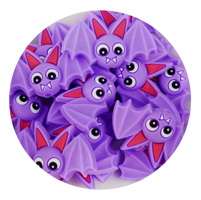 silicone focal bead bat purple
