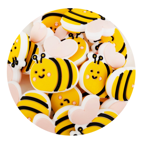 silicone focal bead bee yellow