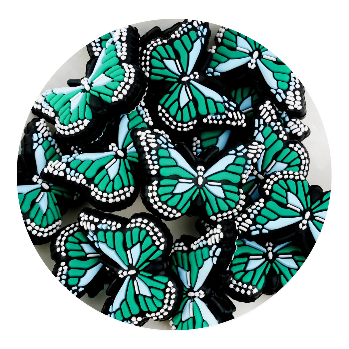 Silicone Focal Bead Butterfly - Green