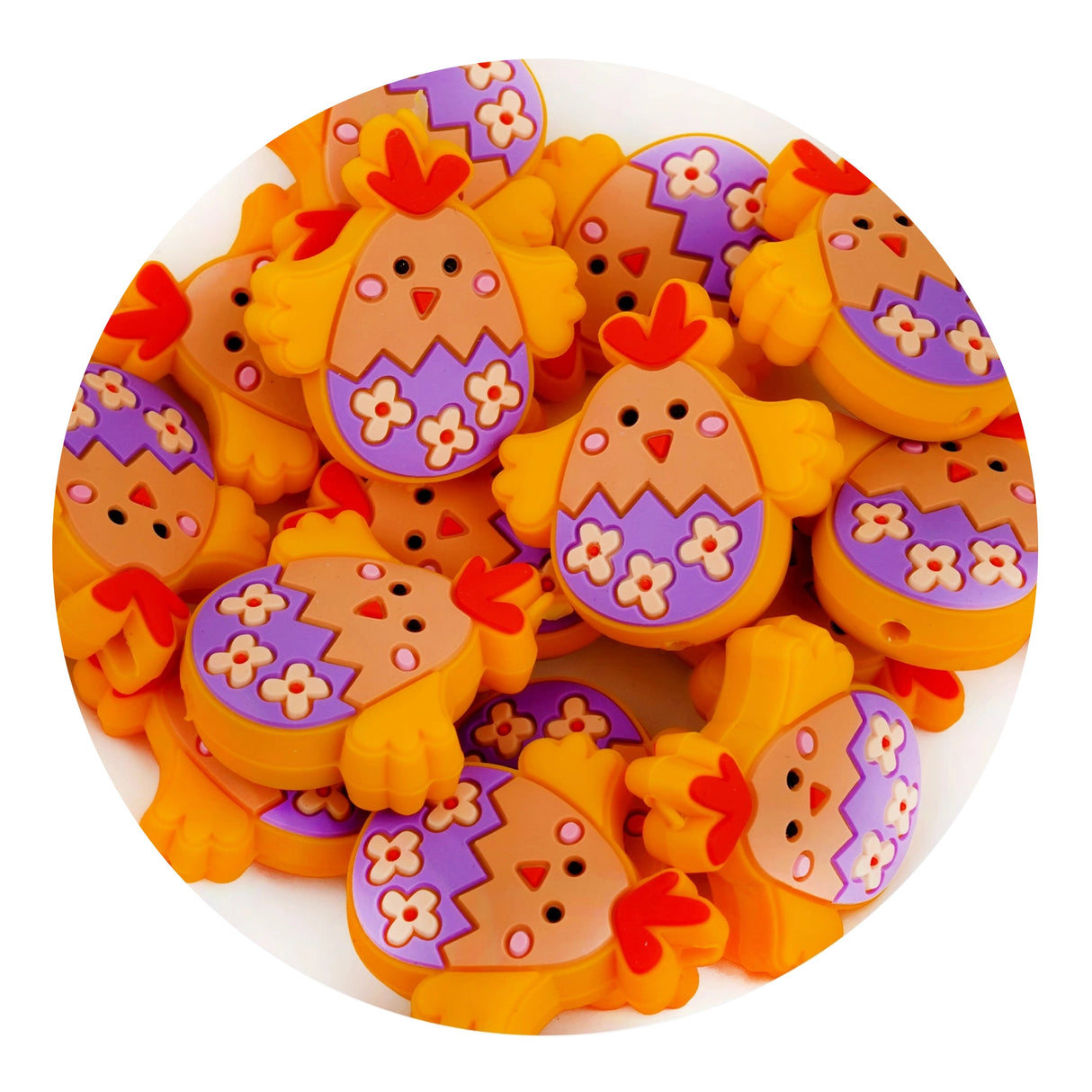 Silicone Focal Bead Chicken - Purple