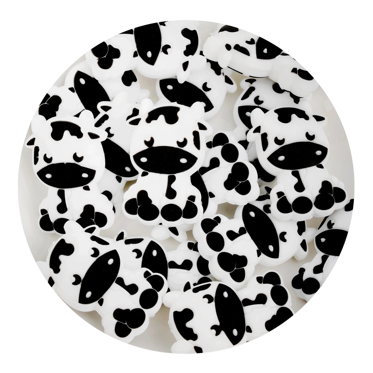 Silicone Focal Bead Cow - Black