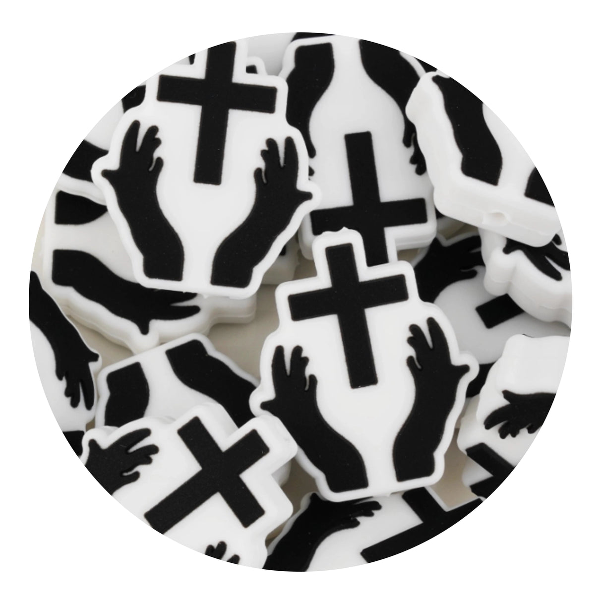 Silicone Focal Bead Cross - Black